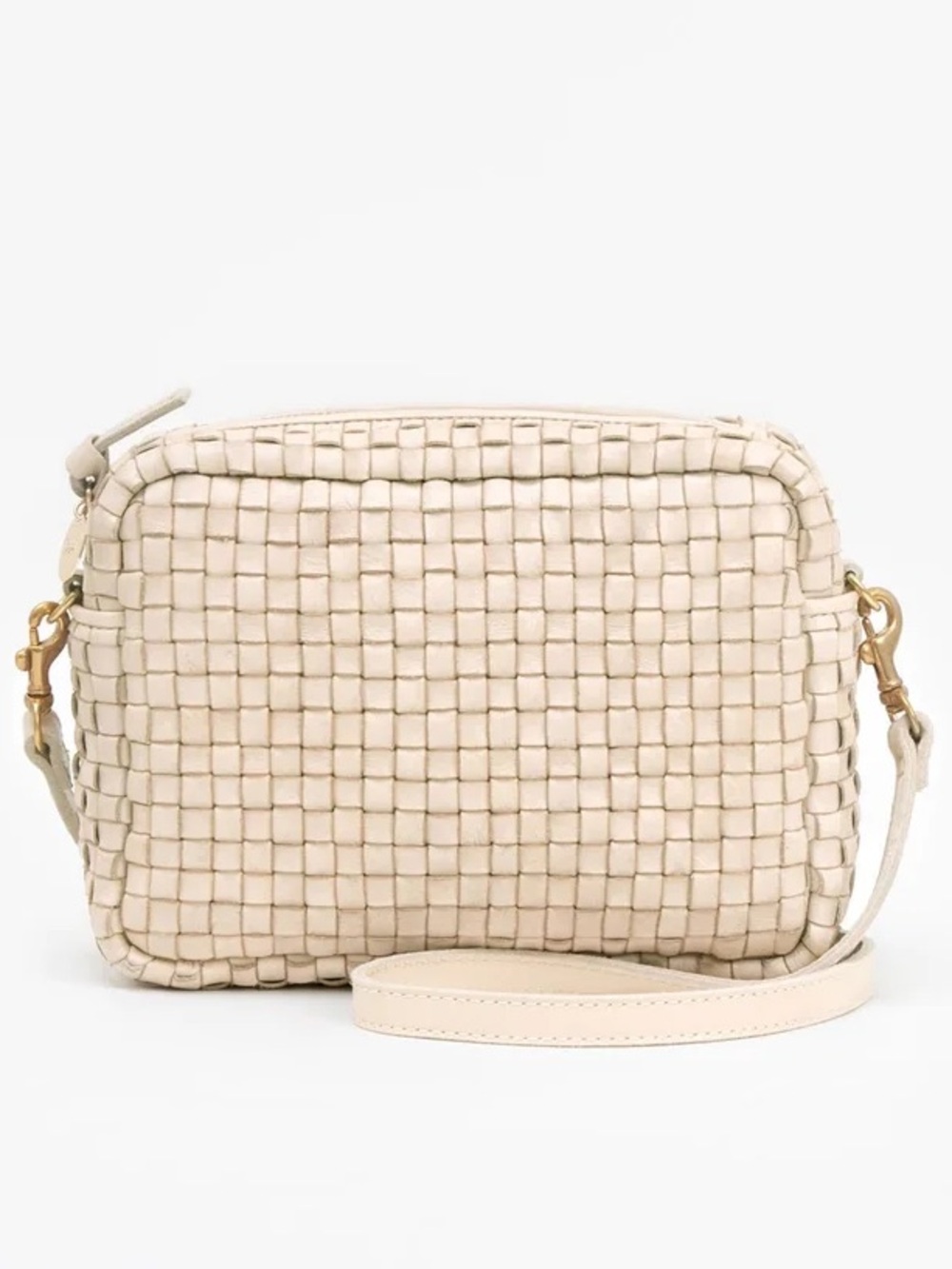 Clare V. - Midi Sac in Cream Woven Checker